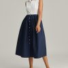 White and Navy Egyptian Cotton Long Tennis Dress