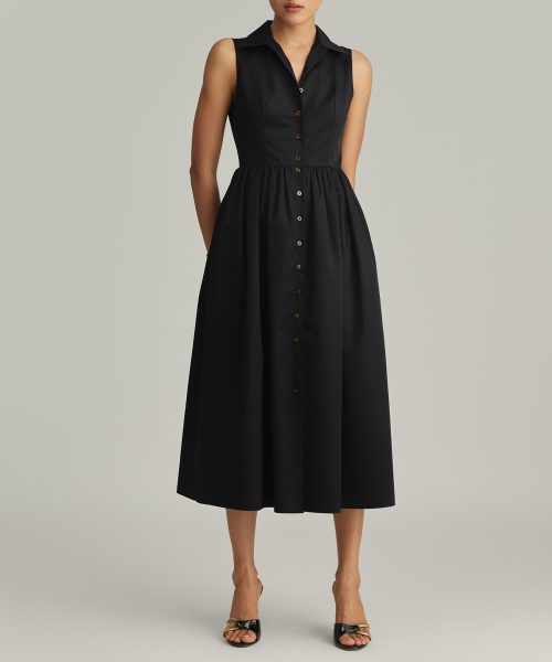 Black Egyptian Cotton Long Tennis Dress